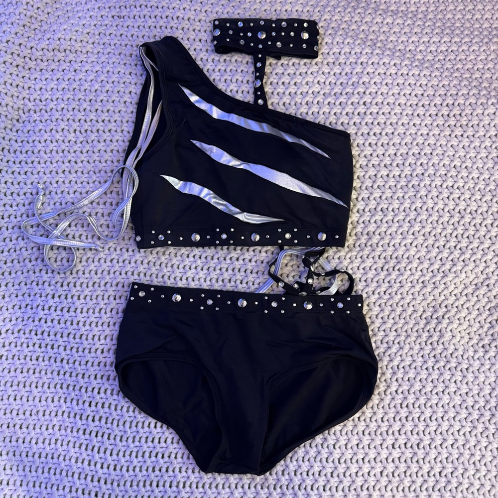 Pole Dance outfit. Black and silver. Size Small.